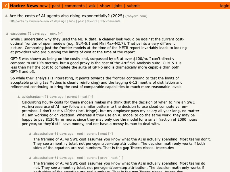 Hacker News search capture for AI automation agency discussions