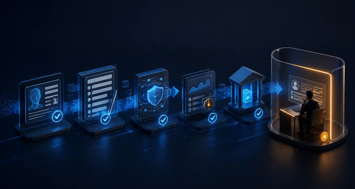 Bank Account Opening Automation: 15 Tasks — editorial illustration