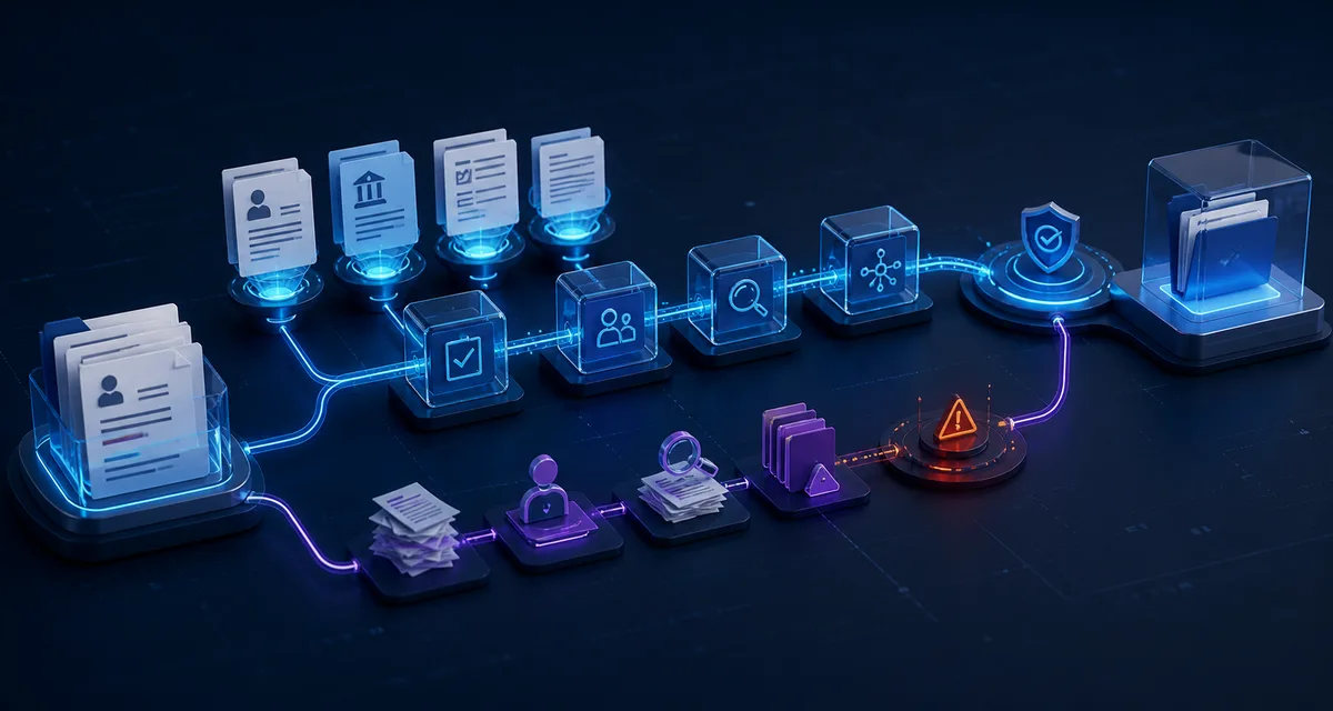 Loan Processing Automation: 18 Tasks — editorial illustration