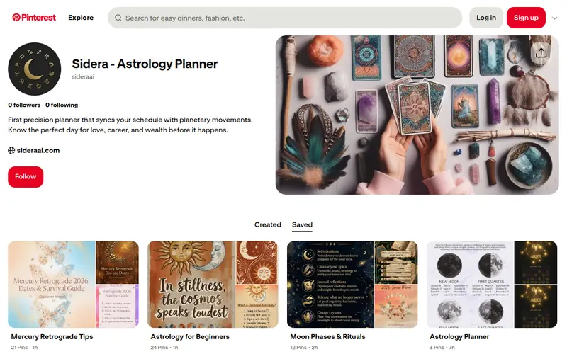 Sidera AI Pinterest Profile